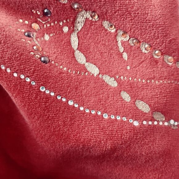 Y2K BCBG Maxazria Red Velour Zip Hoodie w/Rhinestones Size L - Picture 13 of 13